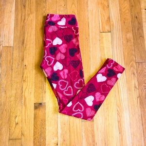 LuLaRoe Valentine Heart Leggings OS